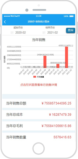 微商进销存APP统计图表